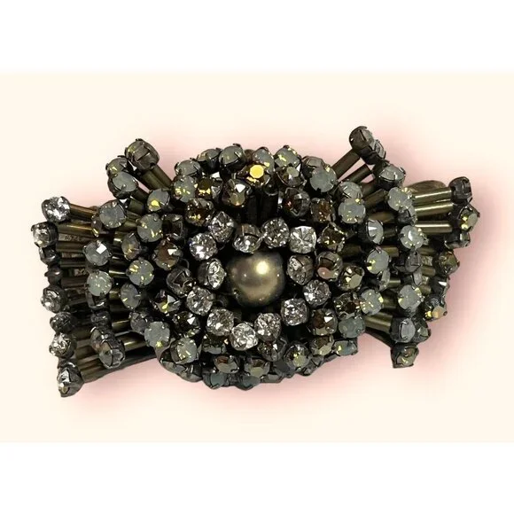 Tataborello Designer Tata MADE IN ITALY Crystal Rhinestone Faux Pearl Bracelet - Picture 6 of 9